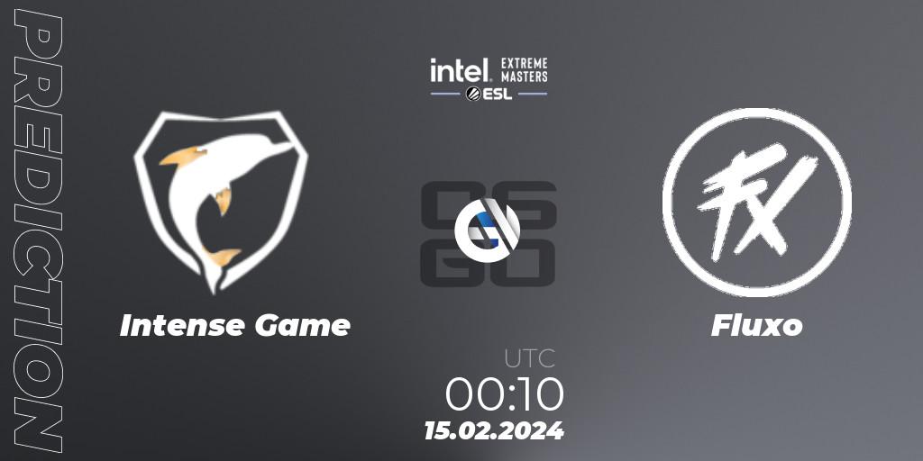 Pronósticos Intense Game - Fluxo. 15.02.2024 at 00:10. Intel Extreme Masters Dallas 2024: South American Open Qualifier #1 - Counter-Strike (CS2)