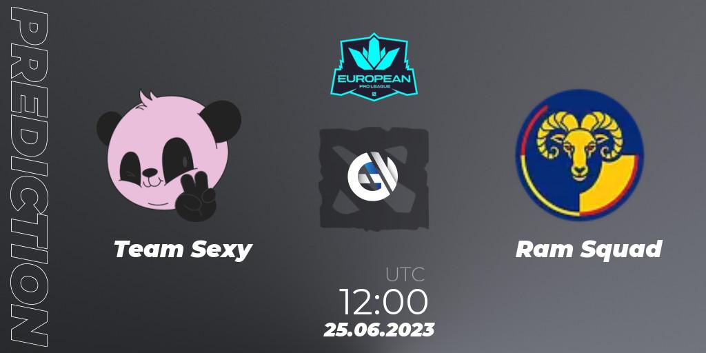Pronósticos Team Sexy - Ram Squad. 25.06.2023 at 12:05. European Pro League Season 10 - Dota 2