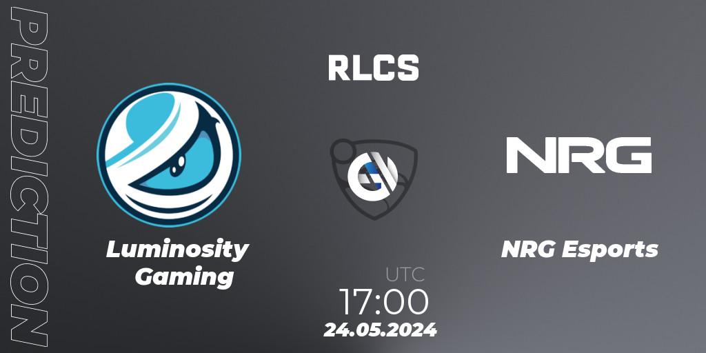 Pronósticos Luminosity Gaming - NRG Esports. 24.05.2024 at 17:00. RLCS 2024 - Major 2: NA Open Qualifier 6 - Rocket League
