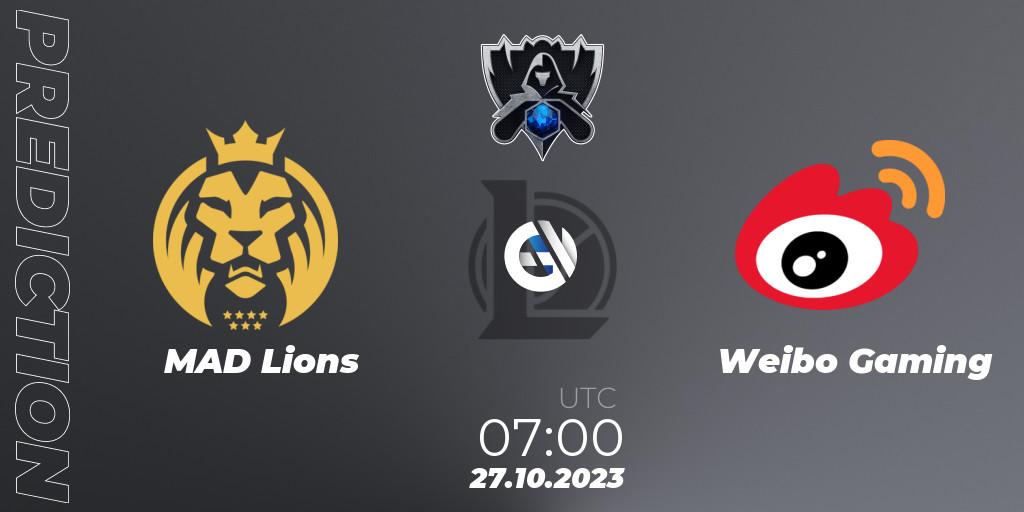 Pronósticos MAD Lions - Weibo Gaming. 26.10.23. Worlds 2023 LoL - Group Stage - LoL