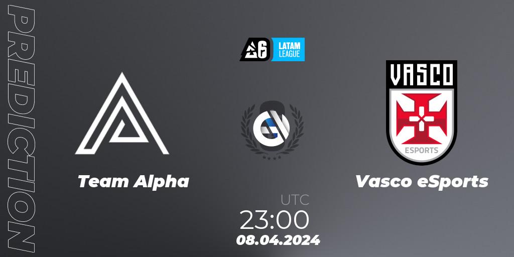 Pronósticos Team Alpha - Vasco eSports. 08.04.2024 at 23:00. LATAM League 2024 - Stage 1: LATAM South - Rainbow Six