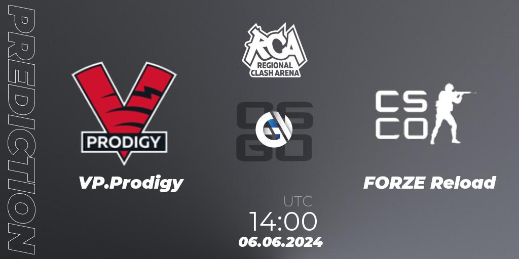Pronósticos VP.Prodigy - FORZE Reload. 06.06.2024 at 14:00. Regional Clash Arena CIS - Counter-Strike (CS2)