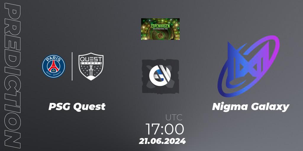 Pronósticos PSG Quest - Nigma Galaxy. 21.06.2024 at 17:40. The International 2024: Western Europe Closed Qualifier - Dota 2