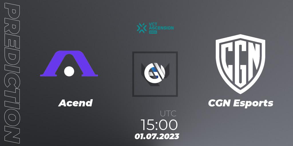 Pronósticos Acend - CGN Esports. 01.07.2023 at 15:10. VALORANT Challengers Ascension 2023: EMEA - Group Stage - VALORANT