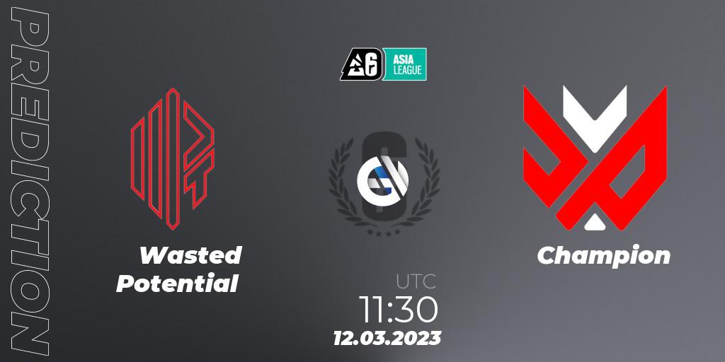 Pronósticos Wasted Potential - Champion. 12.03.23. SEA League 2023 - Stage 1 - Rainbow Six
