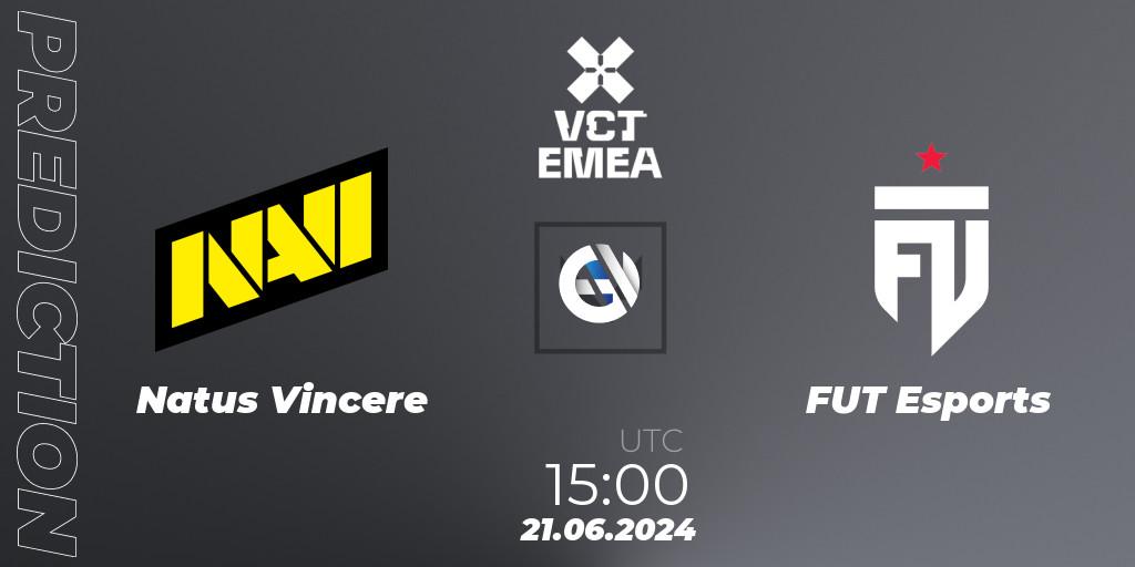 Pronósticos Natus Vincere - FUT Esports. 21.06.2024 at 19:00. VALORANT Champions Tour 2024: EMEA League - Stage 2 - Group Stage - VALORANT