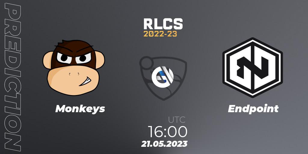 Pronósticos Monkeys - Endpoint. 21.05.23. RLCS 2022-23 - Spring: Europe Regional 2 - Spring Cup: Closed Qualifier - Rocket League