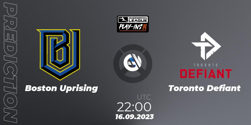 Pronósticos Boston Uprising - Toronto Defiant. 16.09.23. Overwatch League 2023 - Play-Ins - Overwatch