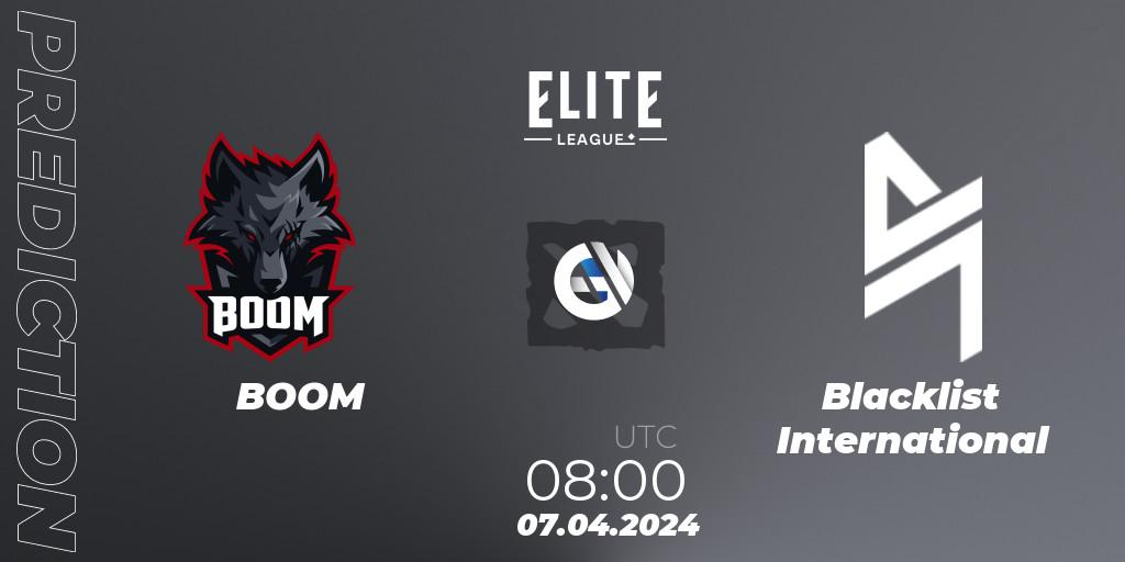 Pronósticos BOOM - Blacklist International. 07.04.24. Elite League: Round-Robin Stage - Dota 2