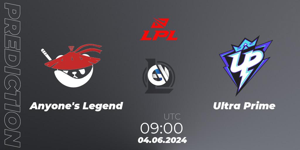 Pronósticos Anyone's Legend - Ultra Prime. 04.06.2024 at 09:00. LPL 2024 Summer - Group Stage - LoL