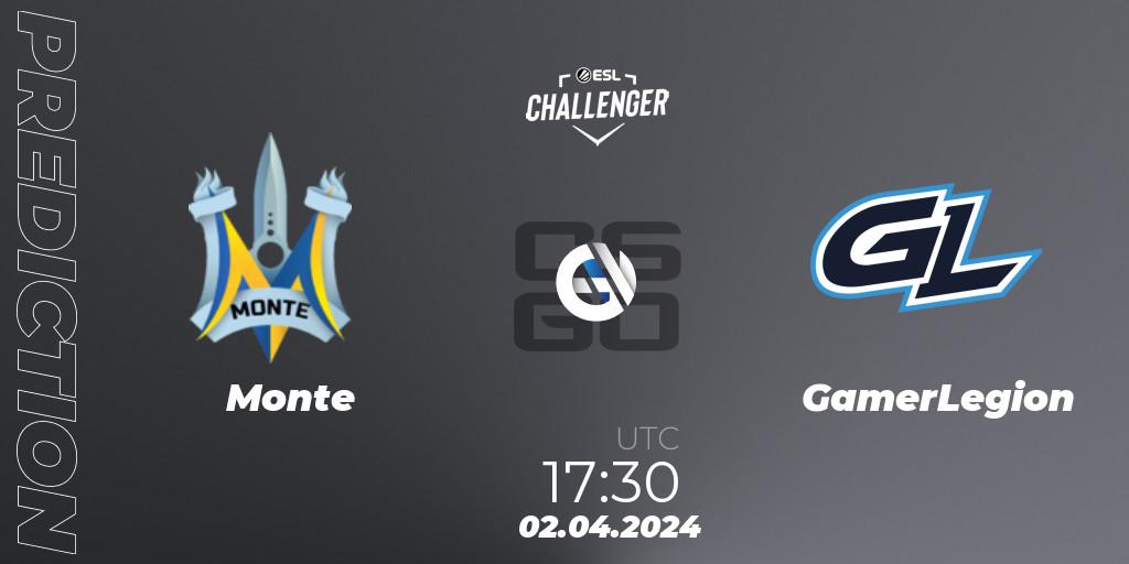 Pronósticos Monte - GamerLegion. 02.04.24. ESL Challenger #57: European Closed Qualifier - CS2 (CS:GO)