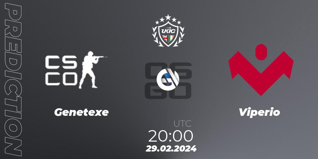 Pronósticos Genetexe - Viperio. 29.02.2024 at 20:00. UKIC League Season 1: Division 1 - Counter-Strike (CS2)