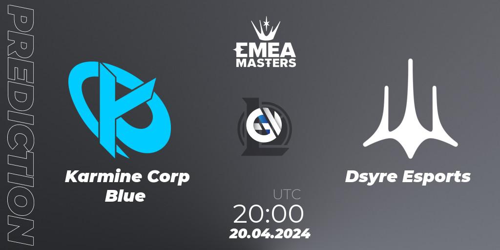 Pronósticos Karmine Corp Blue - Dsyre Esports. 20.04.24. EMEA Masters Spring 2024 - Group Stage - LoL