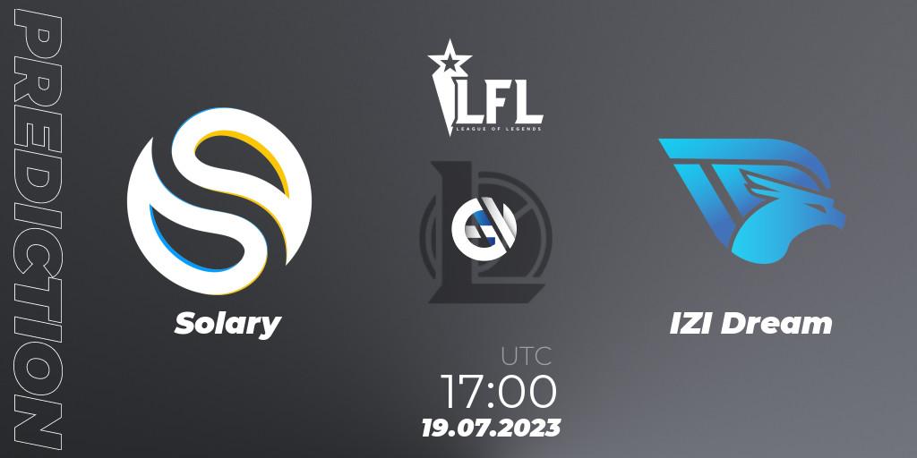 Pronósticos Solary - IZI Dream. 19.07.2023 at 17:00. LFL Summer 2023 - Group Stage - LoL