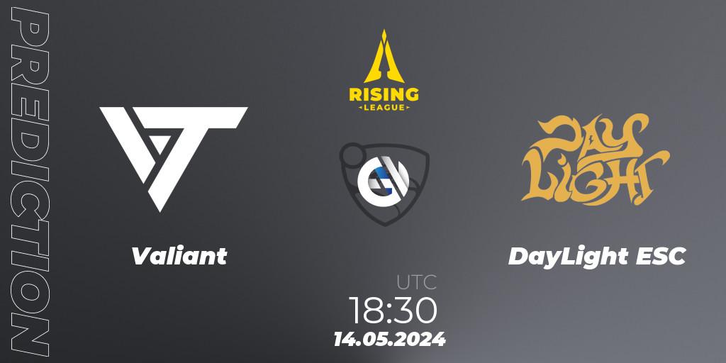 Pronósticos Valiant - DayLight ESC. 14.05.2024 at 18:40. Rising League 2024 — Split 1 — Main Event - Rocket League