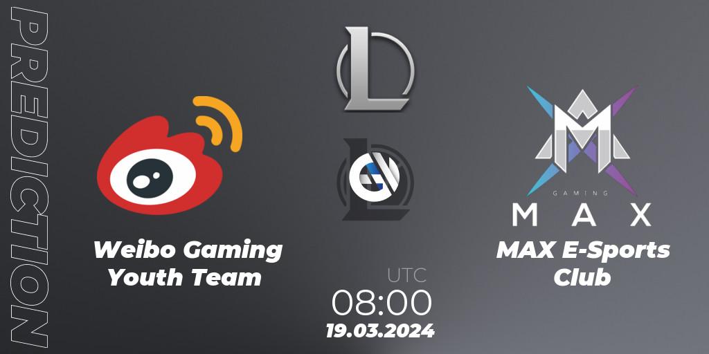 Pronósticos Weibo Gaming Youth Team - MAX E-Sports Club. 19.03.24. LDL 2024 - Stage 1 - LoL