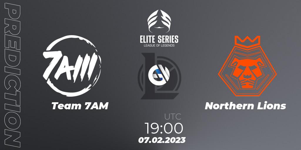 Pronósticos Team 7AM - Northern Lions. 07.02.2023 at 19:00. Elite Series Spring 2023 - Group Stage - LoL