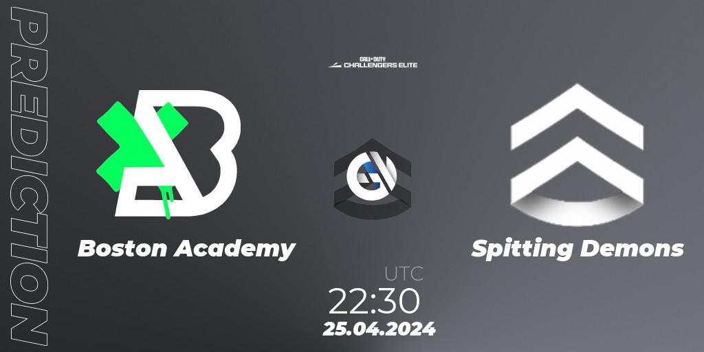 Pronósticos Boston Academy - Spitting Demons. 25.04.2024 at 22:30. Call of Duty Challengers 2024 - Elite 2: NA - Call of Duty