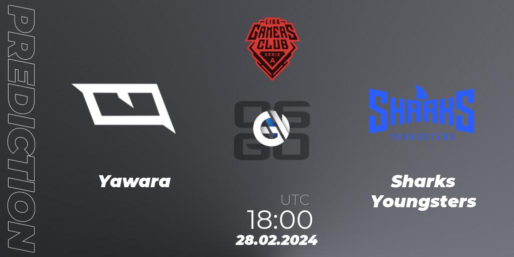 Pronósticos Yawara - Sharks Youngsters. 28.02.2024 at 18:00. Gamers Club Liga Série A: February 2024 - Counter-Strike (CS2)