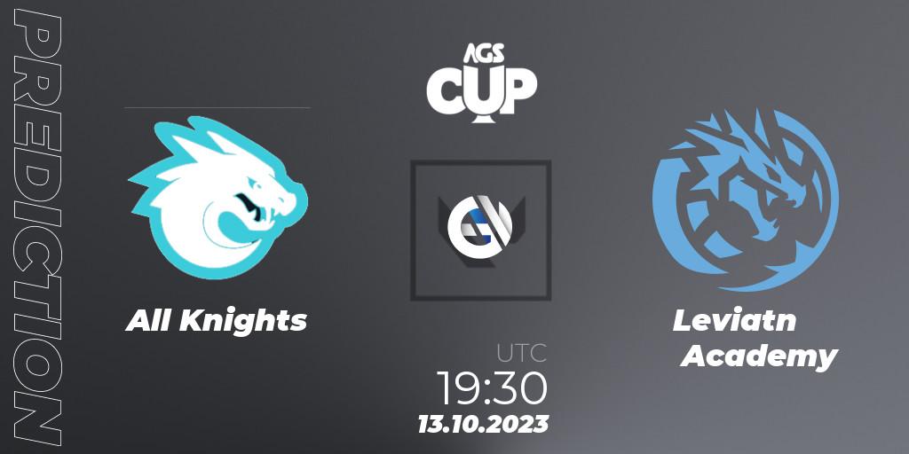 Pronósticos All Knights - Leviatán Academy. 13.10.23. Argentina Game Show Cup 2023 - VALORANT
