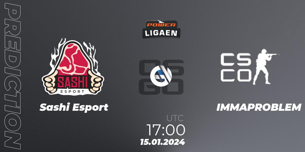 Pronósticos Sashi Esport - IMMAPROBLEM. 22.01.2024 at 19:00. Dust2.dk Ligaen Season 25 - Counter-Strike (CS2)