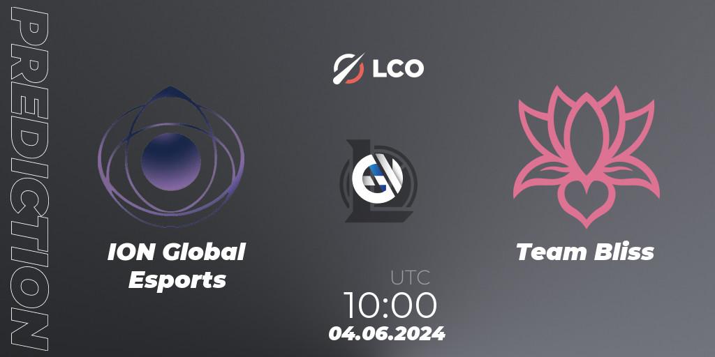 Pronósticos ION Global Esports - Team Bliss. 04.06.2024 at 10:00. LCO Split 2 2024 - Group Stage - LoL