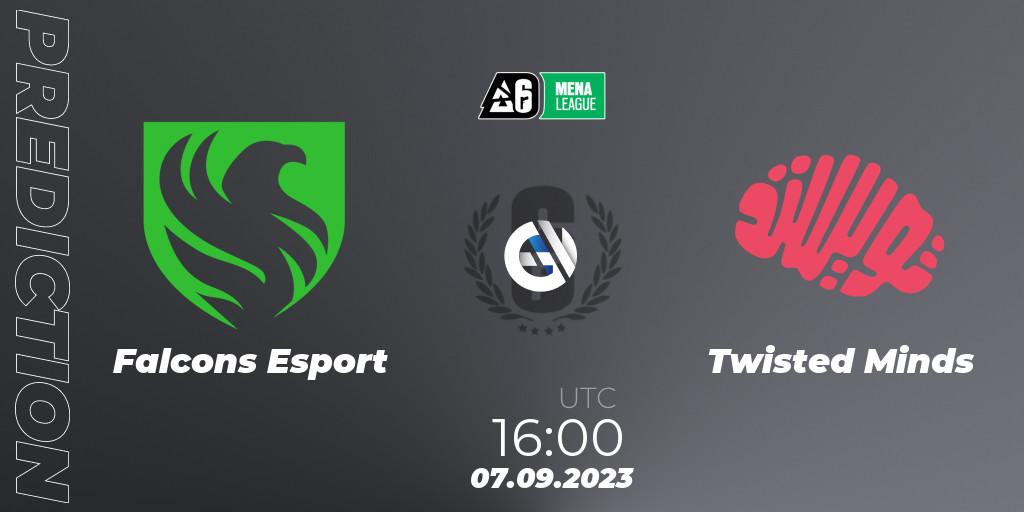 Pronósticos Falcons Esport - Twisted Minds. 07.09.2023 at 16:00. MENA League 2023 - Stage 2 - Rainbow Six