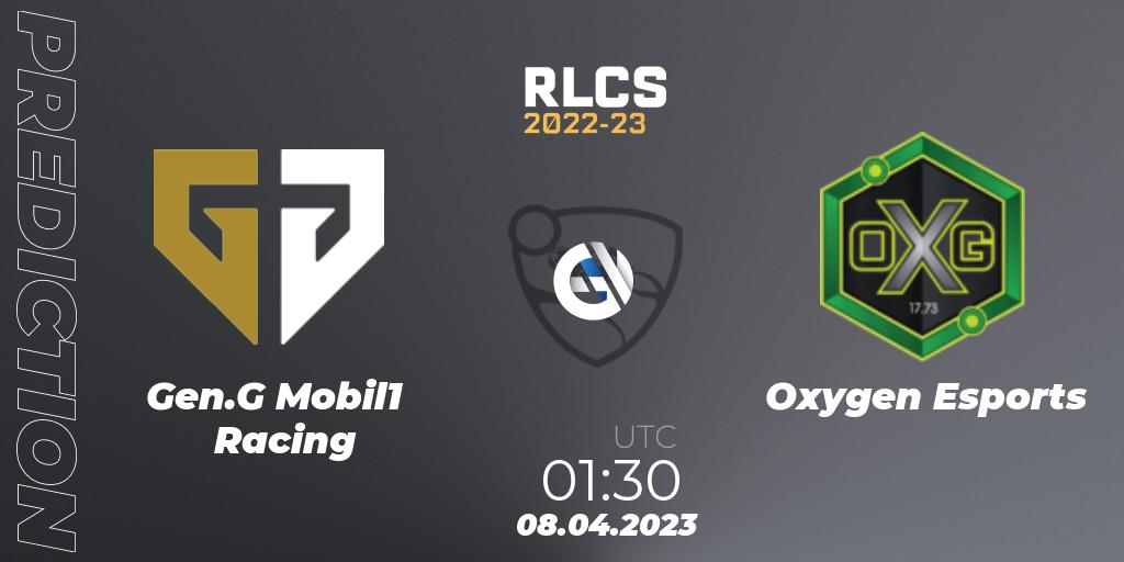Pronósticos Gen.G Mobil1 Racing - Oxygen Esports. 07.04.2023 at 19:45. RLCS 2022-23 - Winter Split Major - Rocket League