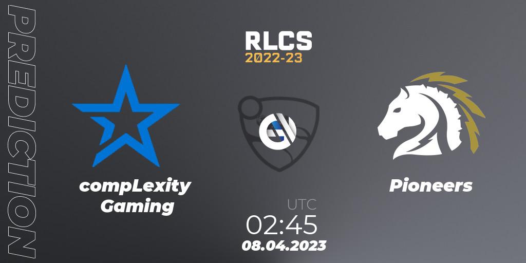 Pronósticos compLexity Gaming - Pioneers. 07.04.2023 at 18:00. RLCS 2022-23 - Winter Split Major - Rocket League