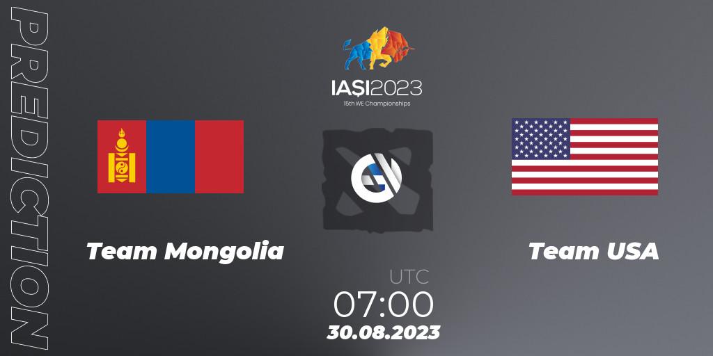 Pronósticos Team Mongolia - Team USA. 30.08.2023 at 07:36. IESF World Championship 2023 - Dota 2