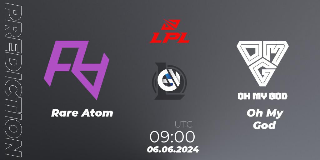 Pronósticos Rare Atom - Oh My God. 06.06.2024 at 09:00. LPL 2024 Summer - Group Stage - LoL