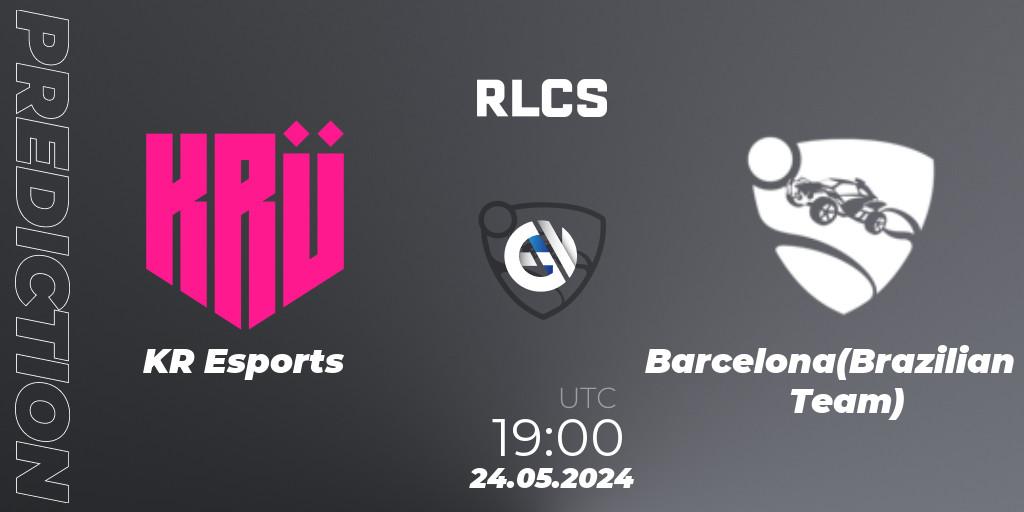 Pronósticos KRÜ Esports - Barcelona(Brazilian Team). 24.05.2024 at 19:00. RLCS 2024 - Major 2: SAM Open Qualifier 6 - Rocket League