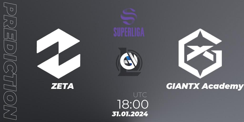 Pronósticos ZETA - GIANTX Academy. 31.01.2024 at 18:00. Superliga Spring 2024 - Group Stage - LoL