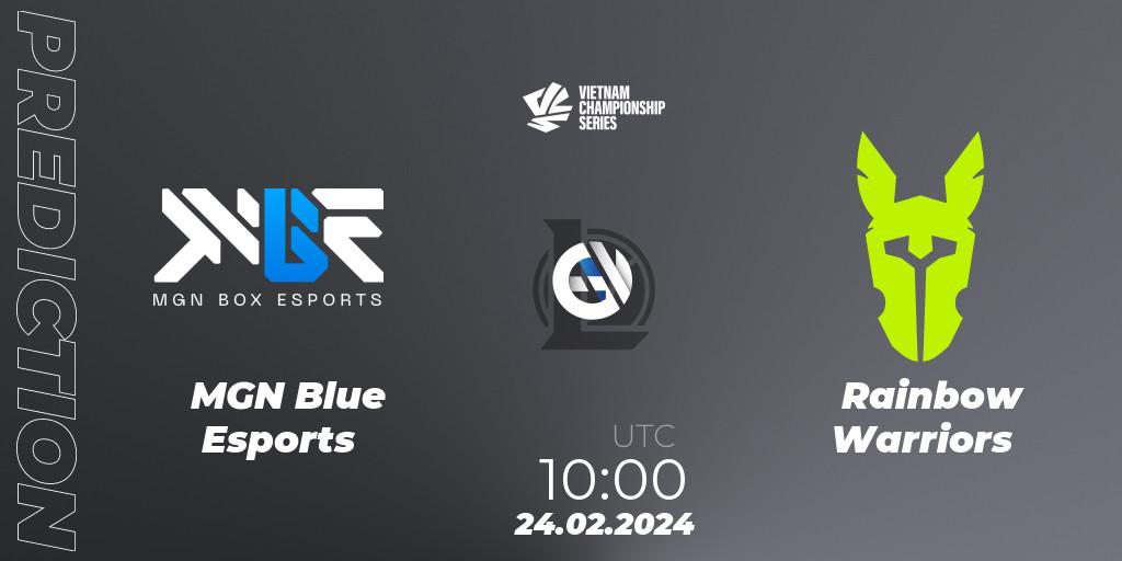 Pronósticos MGN Blue Esports - Rainbow Warriors. 24.02.2024 at 10:00. VCS Dawn 2024 - Group Stage - LoL