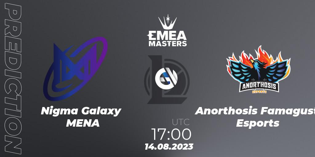 Pronósticos Nigma Galaxy MENA - Anorthosis Famagusta Esports. 14.08.2023 at 17:00. EMEA Masters Summer 2023 - LoL