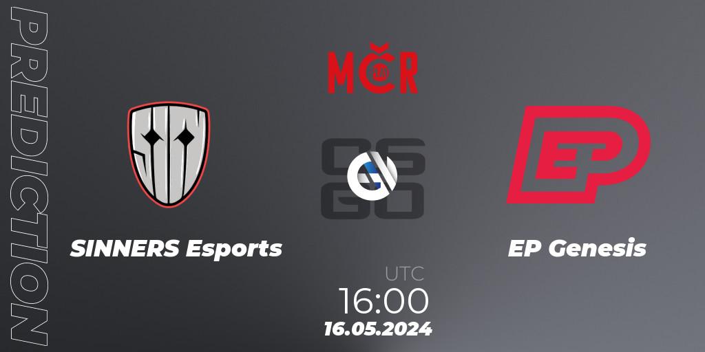 Pronósticos SINNERS Esports - EP Genesis. 16.05.2024 at 16:00. Tipsport Cup Spring 2024: Online Stage - Counter-Strike (CS2)