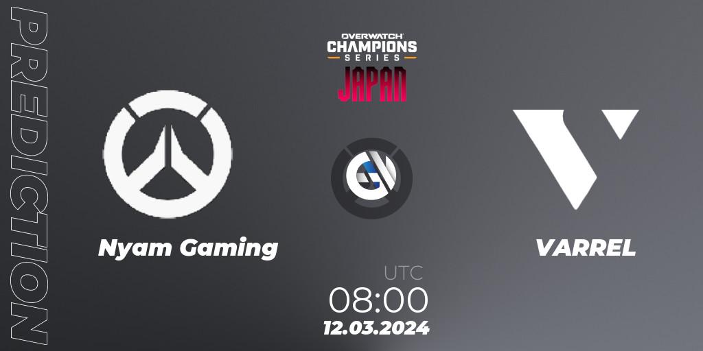Pronósticos Nyam Gaming - VARREL. 12.03.2024 at 09:00. Overwatch Champions Series 2024 - Stage 1 Japan - Overwatch