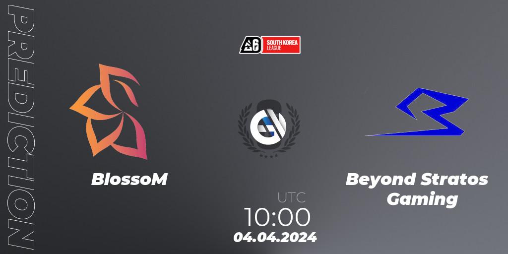 Pronósticos BlossoM - Beyond Stratos Gaming. 05.04.2024 at 10:00. South Korea League 2024 - Stage 1 - Rainbow Six