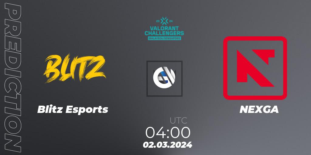 Pronósticos Blitz Esports - NEXGA. 02.03.2024 at 04:00. VALORANT Challengers Malaysia & Singapore 2024: Split 1 - VALORANT