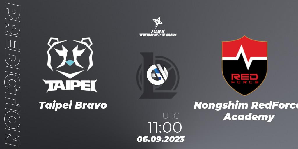 Pronósticos Taipei Bravo - Nongshim RedForce Academy. 06.09.2023 at 11:00. Asia Star Challengers Invitational 2023 - LoL