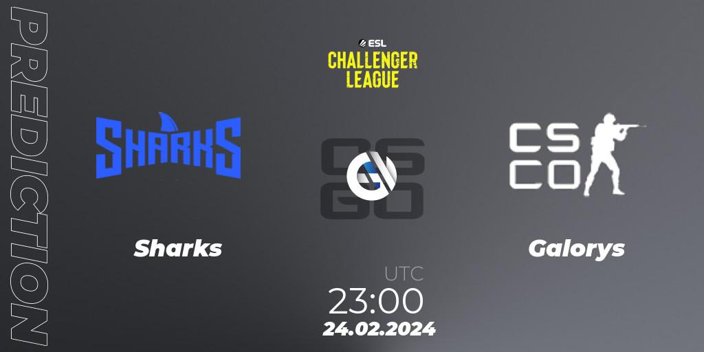 Pronósticos Sharks - Galorys. 24.02.2024 at 23:00. ESL Challenger League Season 47: South America - Counter-Strike (CS2)