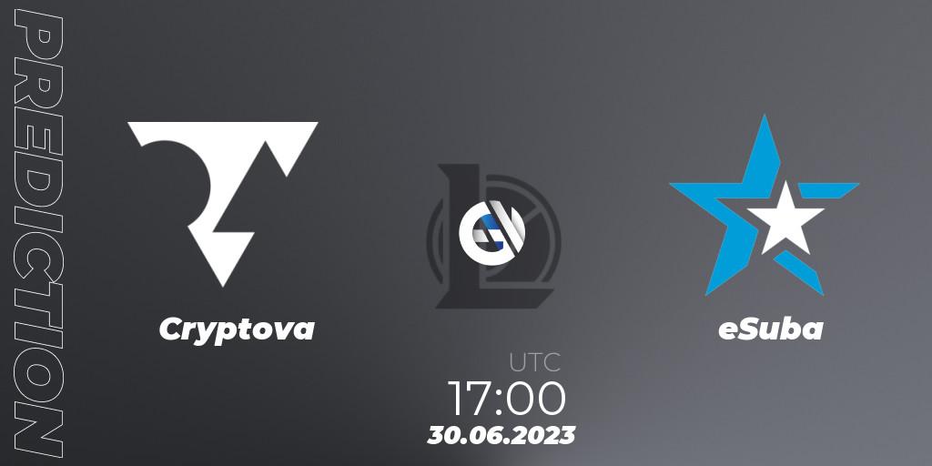 Pronósticos Cryptova - eSuba. 06.06.2023 at 15:00. Hitpoint Masters Summer 2023 - Group Stage - LoL