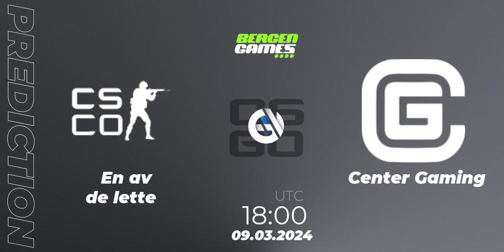 Pronósticos En av de lette - Center Gaming. 09.03.24. Bergen Games 2024: Online Stage - CS2 (CS:GO)