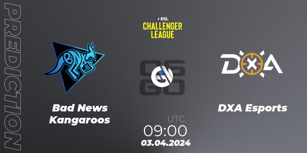 Pronósticos Bad News Kangaroos - DXA Esports. 03.04.24. ESL Challenger League Season 47: Oceania - CS2 (CS:GO)