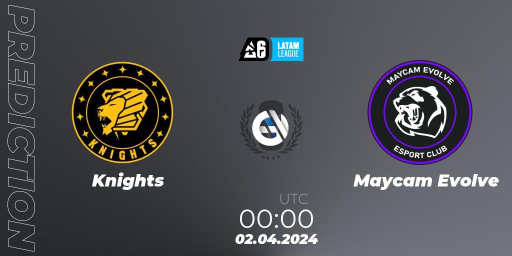 Pronósticos Knights - Maycam Evolve. 02.04.2024 at 00:00. LATAM League 2024 - Stage 1: LATAM South - Rainbow Six