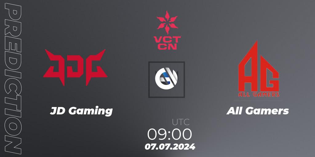 Pronósticos JD Gaming - All Gamers. 07.07.2024 at 09:00. VALORANT Champions Tour China 2024: Stage 2 - Group Stage - VALORANT