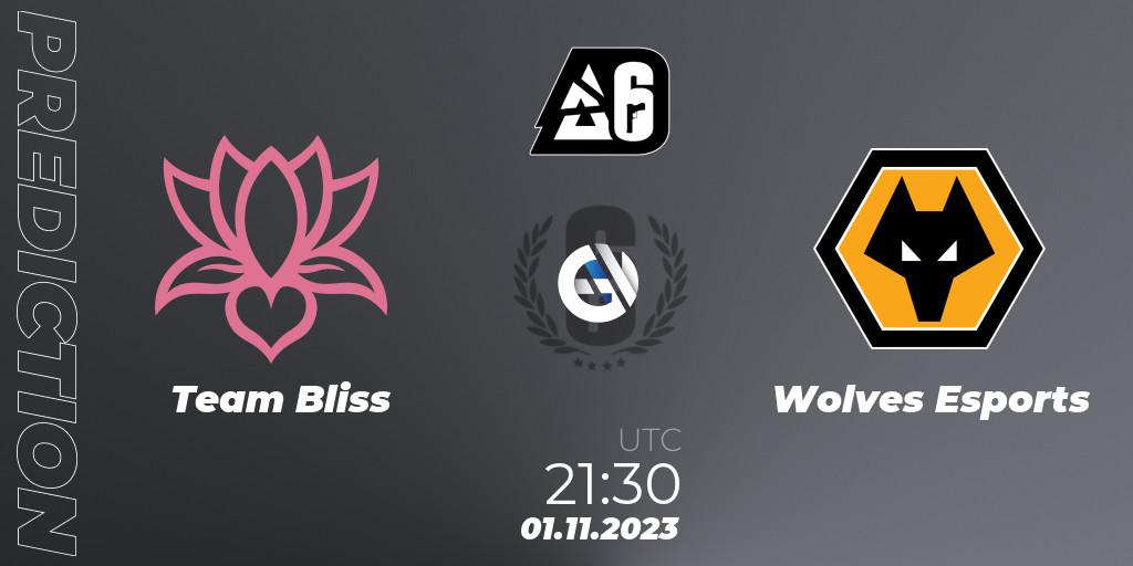Pronósticos Team Bliss - Wolves Esports. 01.11.2023 at 21:40. BLAST Major USA 2023 - Rainbow Six