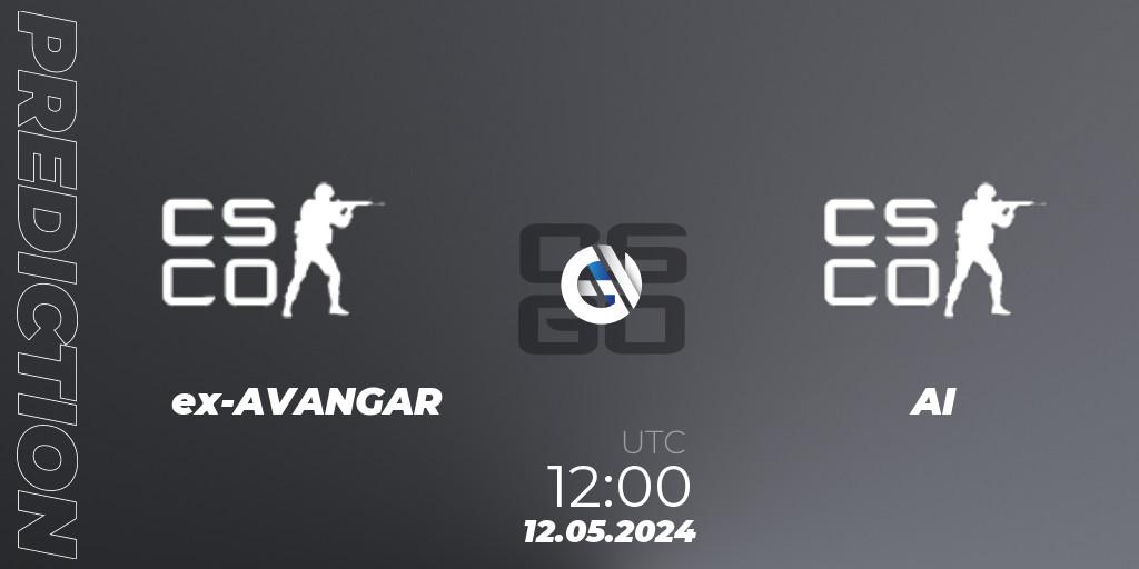 Pronósticos ex-AVANGAR - AI. 12.05.2024 at 12:50. 1xBet QRK Cup 2024 - Counter-Strike (CS2)
