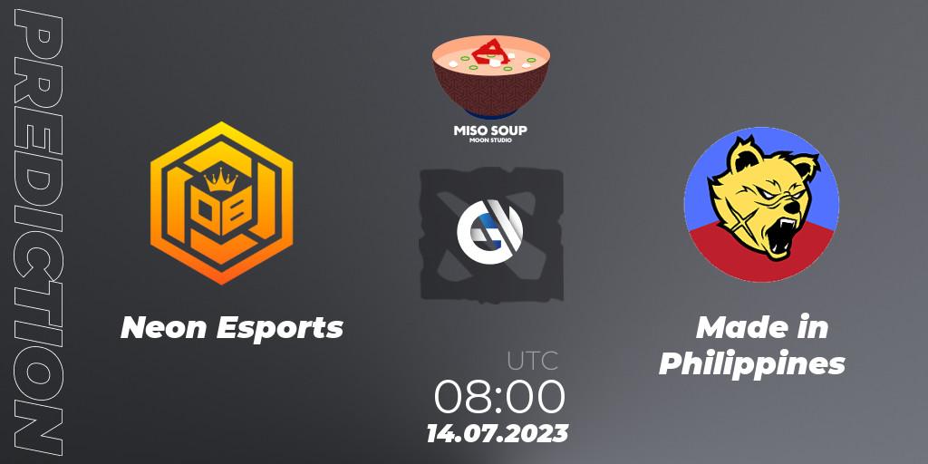 Pronósticos Neon Esports - Made in Philippines. 14.07.2023 at 06:17. Moon Studio Miso Soup - Dota 2