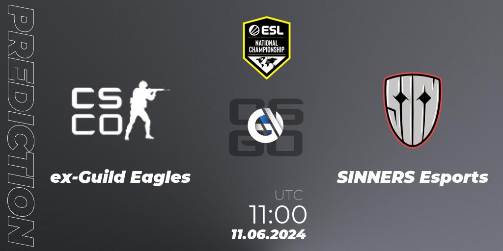 Pronósticos ex-Guild Eagles - SINNERS Esports. 11.06.2024 at 11:00. ESL Pro League Season 20: European Conference - Counter-Strike (CS2)